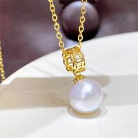 Freshwater Pearl Brass Necklace, with Brass, fashion jewelry & for woman, 10mm Approx 17 Inch 