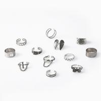 Цинковый сплав кольцо Установить, цинковый сплав, плакирован серебром, 12 шт. & ювелирные изделия моды & Мужская, продается указан