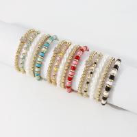 CCB Plastic Bracelets, Copper Coated Plastic, with Resin & Plastic Pearl, gold color plated, 5 pieces & elastic & folk style & for woman & with rhinestone Inner Approx 53mm 
