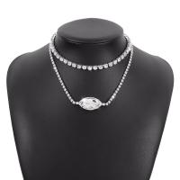 Fashion Multi Layer Necklace, Iron, Horse Eye, plated, Double Layer & fashion jewelry & for woman & with rhinestone .99-17.32 Inch 