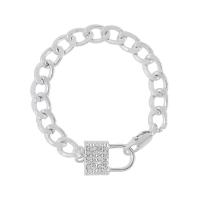 Zinc Alloy Iron Chain Bracelets, with Zinc Alloy, Lock, plated, fashion jewelry & for woman & with rhinestone .8 Inch 