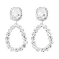 Zinc Alloy Rhinestone Drop Earring, Oval, plated, fashion jewelry & for woman & with rhinestone & hollow 