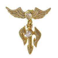 Cubic Zirconia Micro Pave Brass Pendant, gold color plated, fashion jewelry & DIY & micro pave cubic zirconia, golden, 52mm Approx 5mm 