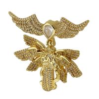 Cubic Zirconia Micro Pave Brass Pendant, gold color plated, fashion jewelry & DIY & micro pave cubic zirconia, golden, 47mm Approx 5mm 
