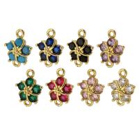 Cubic Zirconia Micro Pave Brass Pendant, Flower, gold color plated, fashion jewelry & DIY & micro pave cubic zirconia 