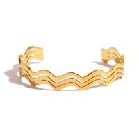 Stainless Steel Cuff Bangle, 304 Stainless Steel, 18K gold plated, fashion jewelry & adjustable & for woman 
