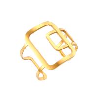 Stainless Steel Cuff Bangle, 304 Stainless Steel, Rectangle, Vacuum Ion Plating, for woman & hollow, golden, 55mm, Inner Approx 61mm 