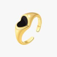 Brass Finger Ring, Heart, plated, Adjustable & fashion jewelry & for woman & enamel 8.1mm, US Ring .5 