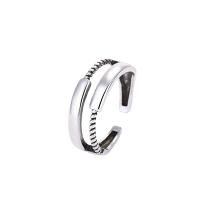 Brass Finger Ring, silver color plated, vintage & adjustable & for woman US Ring 