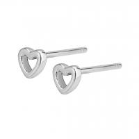 Sterling Silver Stud Earring, 925 Sterling Silver, Heart, epoxy gel & for woman & with rhinestone, silver color, 3mm 