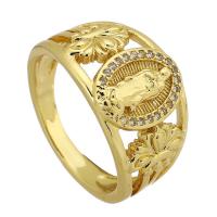Cubic Zirconia Micro Pave Brass Finger Ring, gold color plated, fashion jewelry & micro pave cubic zirconia & for woman, golden, 12mm, US Ring 