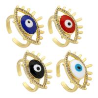 Evil Eye Jewelry Finger Ring, Brass, gold color plated, fashion jewelry & micro pave cubic zirconia & for woman & enamel 