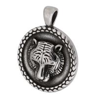 Stainless Steel Animal Pendants, 316 Stainless Steel, Tiger, polished, fashion jewelry & DIY & blacken, original color Approx 5mm 