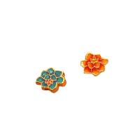Enamel Zinc Alloy Beads, Flower, gold color plated, DIY, mixed colors 