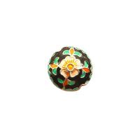 Enamel Zinc Alloy Beads, Flat Round, gold color plated, DIY, mixed colors, 18mm 