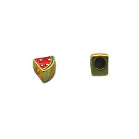 Enamel Zinc Alloy Beads, Triangle, gold color plated, DIY, red 