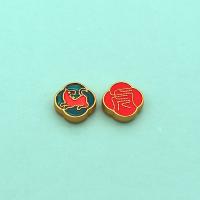 Enamel Zinc Alloy Beads, sang gold plated, double-sided enamel & DIY, mixed colors, 10mm 