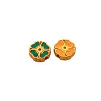 Enamel Zinc Alloy Beads, Flower, gold color plated, DIY, mixed colors, 10mm 