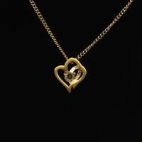 Rhinestone Stainless Steel Pendants, 316L Stainless Steel, Heart, Vacuum Ion Plating, fashion jewelry & for woman & with rhinestone, golden 
