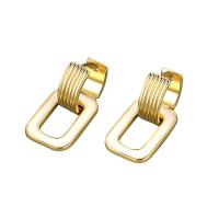Brass Drop Earring, with White Shell, Rectangle, plated, fashion jewelry & for woman & hollow 
