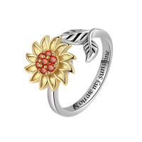 Cubic Zirconia Micro Pave Brass Finger Ring, Flower, plated, Adjustable & micro pave cubic zirconia & for woman, 11mm, US Ring 