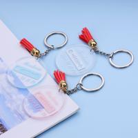 Acrylic Key Chain, Flat Round, Unisex & with letter pattern, clear 