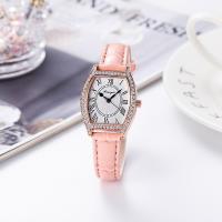 Women Wrist Watch, Zinc Alloy, with PU Leather & Glass, Chinese movement, plated, waterproofless & dyed & for woman & with rhinestone 