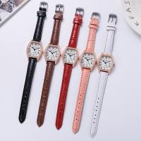 Women Wrist Watch, Zinc Alloy, with PU Leather & Glass, Chinese movement, rose gold color plated, waterproofless & dyed & for woman & with rhinestone 