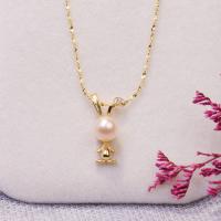 Freshwater Pearl Brass Necklace, with Brass, Rabbit, fashion jewelry & for woman Approx 17.72 Inch 