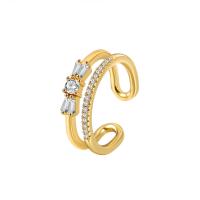 Cubic Zirconia Micro Pave Brass Finger Ring, Bowknot, plated, micro pave cubic zirconia & for woman Inner Approx 17mm 