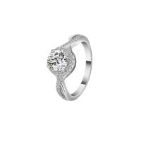 Латунное кольцо с стразами, Латунь, с Муассанит, разный размер для выбора & Женский, серебряный, продается PC