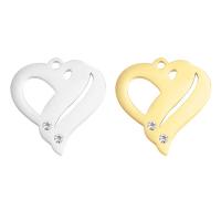 Stainless Steel Heart Pendants, 304 Stainless Steel, Vacuum Ion Plating, Unisex & with rhinestone & hollow 