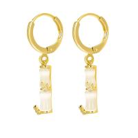 Zinc Alloy Rhinestone Drop Earring, with Resin, Bamboo, gold color plated, for woman & with rhinestone 