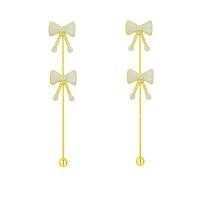 Zinc Alloy Rhinestone Drop Earring, Bowknot, gold color plated, for woman & with rhinestone, 60mm 