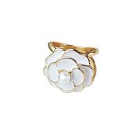 Scarf Buckle, Zinc Alloy, with Plastic Pearl, Flower, plated, for woman & enamel 20mm 