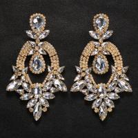 Zinc Alloy Rhinestone Drop Earring, with Zinc Alloy, plated, fashion jewelry & for woman 100mm 