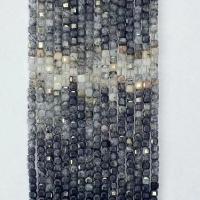 Rutilated Quartz Beads, Square, polished, faceted, black Approx 14.96 Inch 