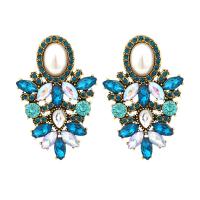 Zinc Alloy Rhinestone Drop Earring, gold color plated, Bohemian style & for woman & with rhinestone 
