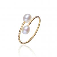 Cultured Freshwater Pearl Finger Ring, with Brass, gold color plated, fashion jewelry & for woman, 4-5mm 