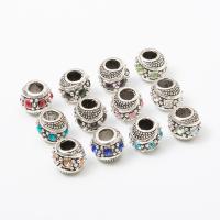 Zinc Alloy Large Hole Beads, barrel, silver color plated, DIY & with rhinestone Approx 