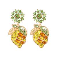 Zinc Alloy Rhinestone Drop Earring, Lemon, gold color plated, fashion jewelry & for woman & with rhinestone 