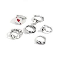 Цинковый сплав кольцо Установить, цинковый сплав, плакирован серебром, 6 шт. & ювелирные изделия моды & Женский & эмаль, продается указан