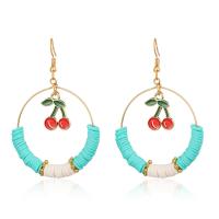 Polymer Clay Drop Earring, Zinc Alloy, with Polymer Clay, gold color plated, fashion jewelry & for woman 