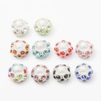 Rhinestone Zinc Alloy European Beads, Rondelle, silver color plated, DIY & with rhinestone Approx 