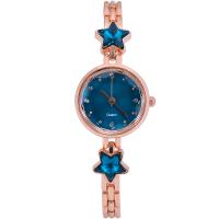 Women Wrist Watch, Zinc Alloy, with Glass, Chinese movement, Star, rose gold color plated, Life water resistant & for woman & with rhinestone 