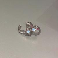 Brass Finger Ring, with Sea Opal, platinum color plated, adjustable & for woman US Ring 