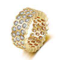 Cubic Zirconia Micro Pave Brass Finger Ring, Geometrical Pattern, plated & micro pave cubic zirconia & for woman 10mm 
