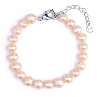 Zinc Alloy Pearl Bracelets, Freshwater Pearl, with Zinc Alloy, plated & for woman, pink 
