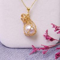 Freshwater Pearl Brass Necklace, with Brass, fashion jewelry & for woman, golden, 12mm Approx 45 cm 