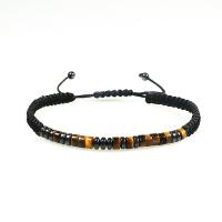 Nylon Cord Bracelets, with Obsidian & Tiger Eye, handmade, Adjustable & Unisex 4mm Approx 6.69-7.09 Inch 